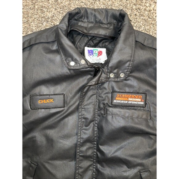 90s Jacket Snap Mens L Patch Logo Schneider National With Linner CHUCK - Picture 3 of 10